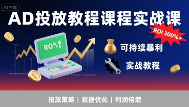 AD投放教程课程实战课，实现广告ROI300%+可持续暴利-资源教程须哥