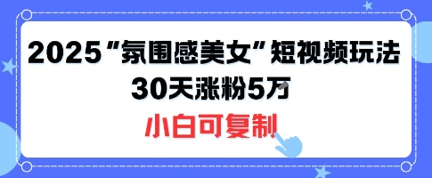 不露脸也能火！2025“氛围感美女”短视频玩法，30天涨粉5W小白可复制-资源教程须哥