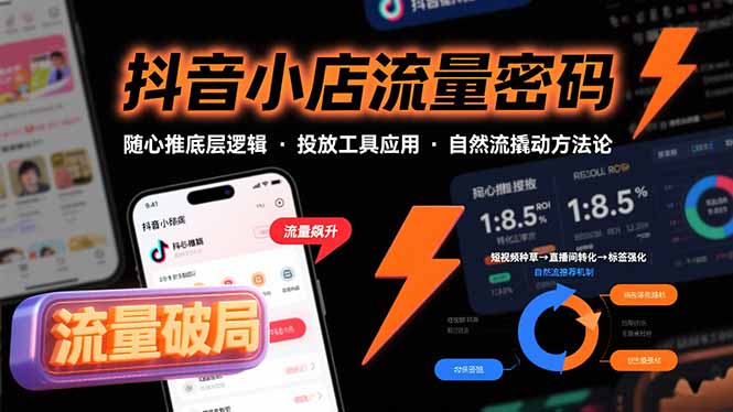 抖音小店流量密码，随心推底层逻辑，投放工具应用，自然流撬动核心方法论-资源教程须哥