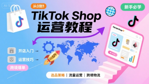TikTok Shop从0到1运营教程，TikTok跨境电商新手必学课程-资源教程须哥