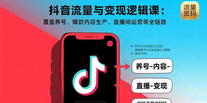 抖音流量与变现逻辑课：覆盖养号、爆款内容生产、直播间运营等全链路-资源教程须哥