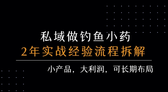 私域做钓鱼小药 每单利润3张+ 详细流程拆解-资源教程须哥