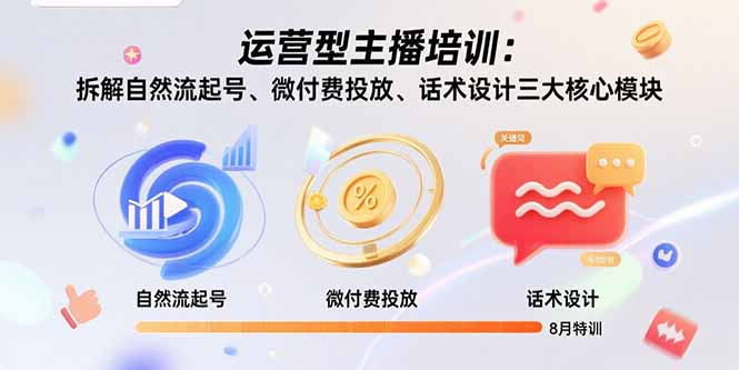运营型主播培训：拆解自然流起号、微付费投放、话术设计三大核心模块-8月-资源教程须哥