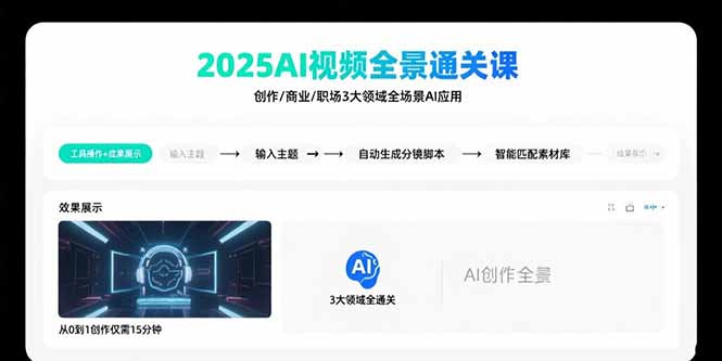 2025AI视频全景通关课：涵盖创作/商业/职场3大领域  掌握AI全场景应用-资源教程须哥