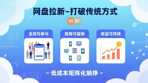 网盘拉新-打破传统方式，低成本矩阵化躺挣，全民可参与、矩阵可复制、收益可持续【揭秘】-资源教程须哥