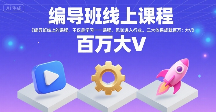 编导班线上课程，不仅是学习一门课程，更是进入一个行业，三大体系成就百万大V-资源教程须哥