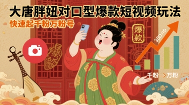 大唐胖妞对口型爆款短视频玩法，快速起千粉万粉号-资源教程须哥