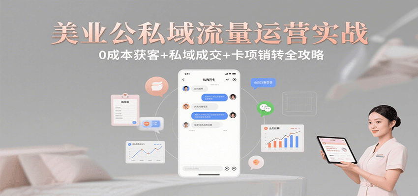 美业公私域流量运营实战：0成本获客+私域成交+卡项销转全攻略-资源教程须哥