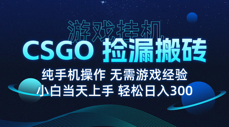 8月最新游戏搬砖，CSGO纯挂机，不需要玩游戏，实现真挂机，月入1W+-资源教程须哥