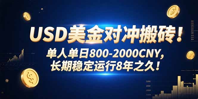USD美金对冲搬砖!单人单日800-2000CNY，长期稳定运行8年之久!-资源教程须哥