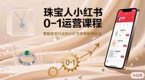珠宝人小红书0-1运营课程，掌握珠宝行业的小红书多种账号玩法-资源教程须哥