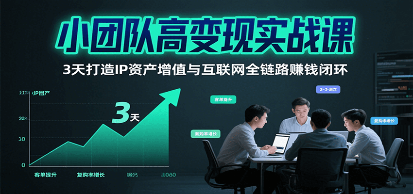 小团队高变现实战课，3天打造IP资产增值与互联网全链路赚钱闭环(第二期)-资源教程须哥