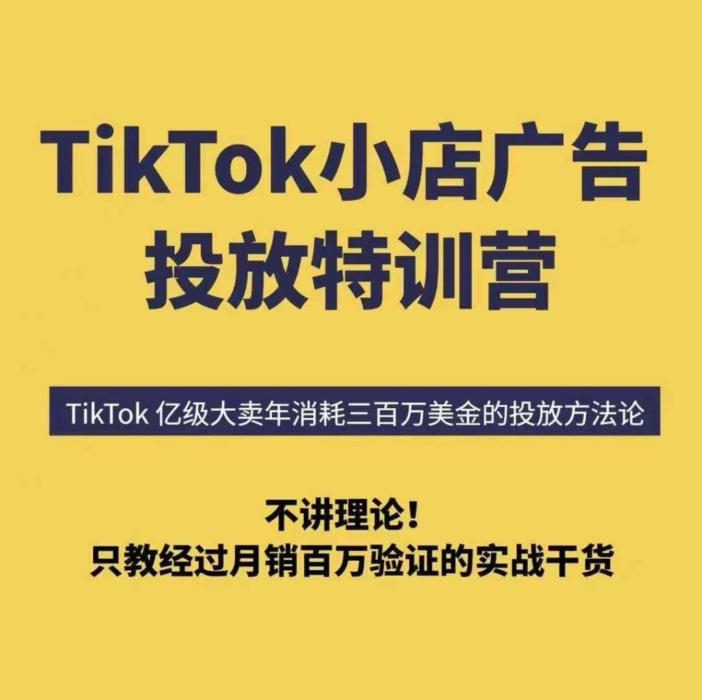TikTok小店广告投放特训营，6天破局计划专治各种“投不动”，教你经过月销百万验证的实战干货-资源教程须哥