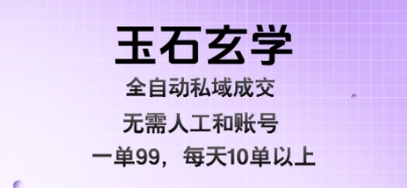 玉石玄学全自动私域成交，一单99每天十单以上，无需人工和矩阵账号，蓝海项目直接干【揭秘】-资源教程须哥