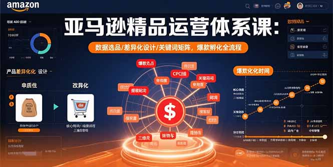 亚马逊精品运营体系课：数据选品/差异化设计/关键词矩阵，爆款孵化全流程-资源教程须哥