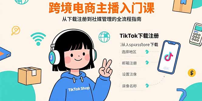 跨境电商主播入门课，TikTok下载注册，支付工具配置，社媒账号管理全流程-资源教程须哥