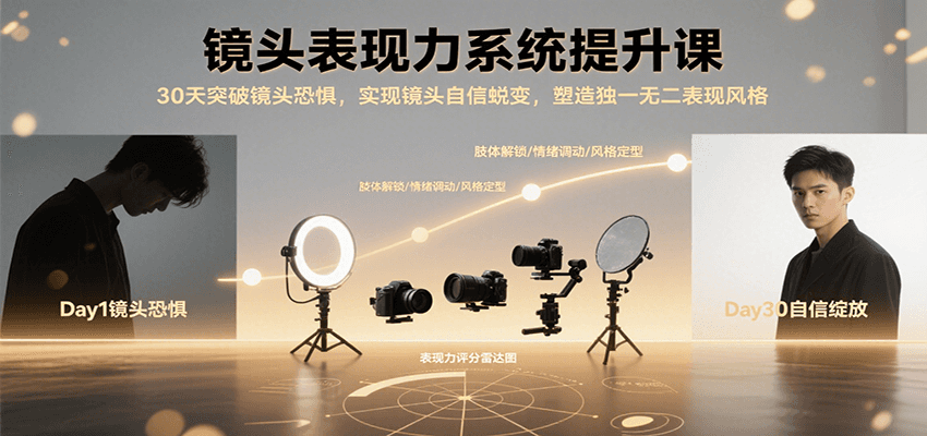 镜头表现力系统提升课，30天突破镜头恐惧实现自信蜕变，塑造独一无二表现风格-资源教程须哥