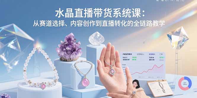水晶直播带货系统课：从赛道选择、内容创作到直播转化的全链路教学-资源教程须哥