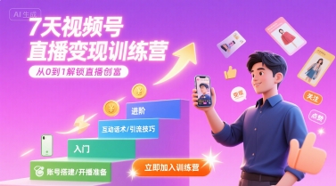 7天视频号直播变现训练营，带你从0到1解锁视频号直播创富-资源教程须哥