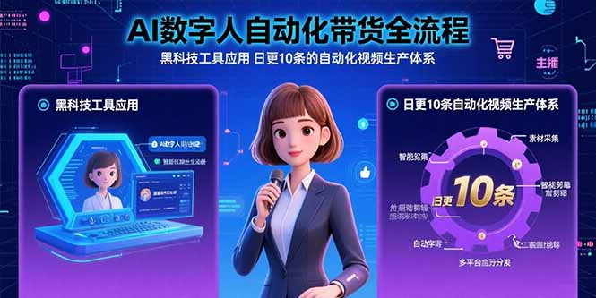 AI数字人自动化带货全流程:黑科技工具应用 日更10条的自动化视频生产体系-资源教程须哥