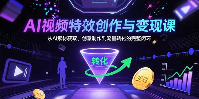 AI视频特效创作与变现课：从AI素材获取、创意制作到流量转化的完整闭环-资源教程须哥