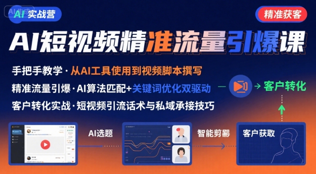 AI+短视频引爆精准客户实战营，手把手教你引爆Ai短视频精准流量-资源教程须哥