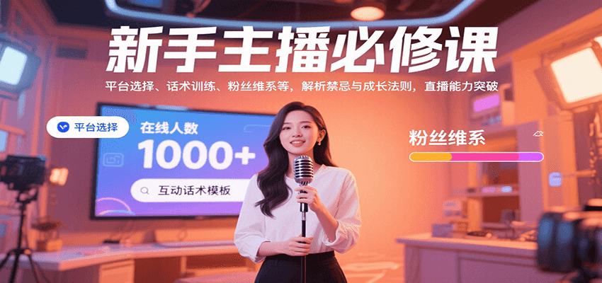 新手主播必修课：平台选择、话术训练、粉丝维系等，解析禁忌与成长法则，突破直播能力-资源教程须哥