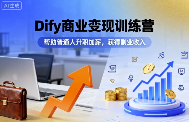 Dify商业变现训练营，帮助普通人升职加薪，获得副业收入-资源教程须哥