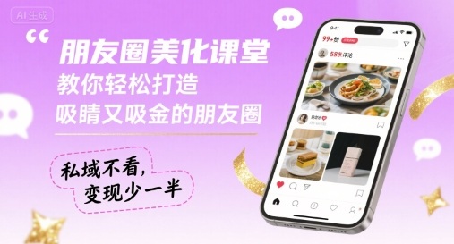 朋友圈美化课堂，教你轻松打造，吸睛又吸金的朋友圈，私域不看，变现少一半-资源教程须哥