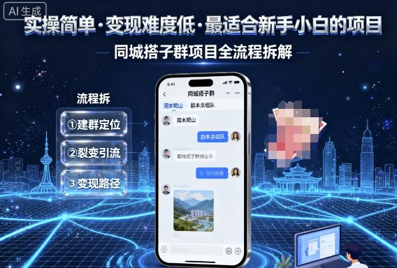 实操简单，变现难度低，最适合新手小白做的项目，每天轻松收入3张，同城搭子群项目全流程拆解-资源教程须哥