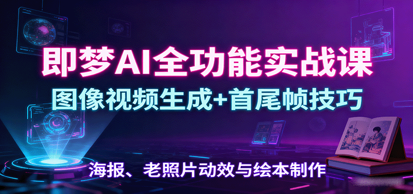 即梦AI全功能实战课：图像视频生成+首尾帧技巧，海报、老照片动效与绘本制作-资源教程须哥