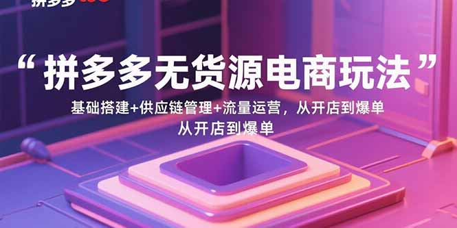 拼多多无货源电商玩法：基础搭建+供应链管理+流量运营，从开店到爆单-资源教程须哥