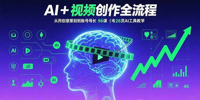 AI+短视频创作全流程:从创意策划到账号增长,96节课(含26项AI工具教学-资源教程须哥