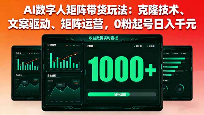 AI数字人矩阵带货玩法：克隆技术、文案驱动、矩阵运营，0粉起号日入千元-资源教程须哥