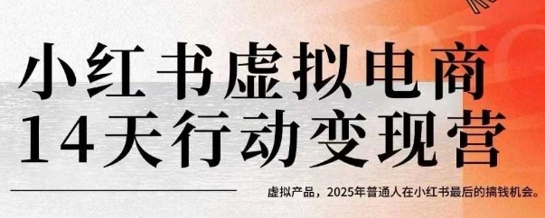 小红书虚拟电商14天变现训练营，虚拟产品，2025年普通人在小红书最后的搞钱机会(更新)-资源教程须哥