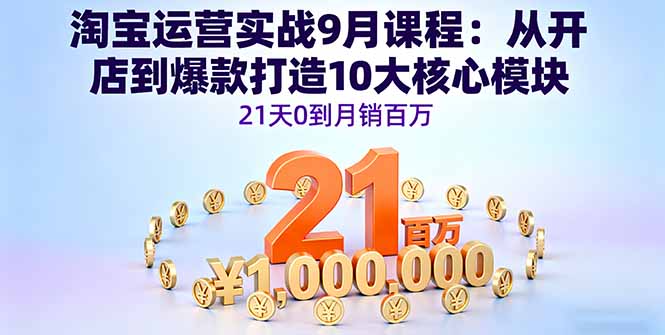 淘宝运营实战9月课程：从开店到爆款打造10大核心模块，21天0到月销百万-资源教程须哥