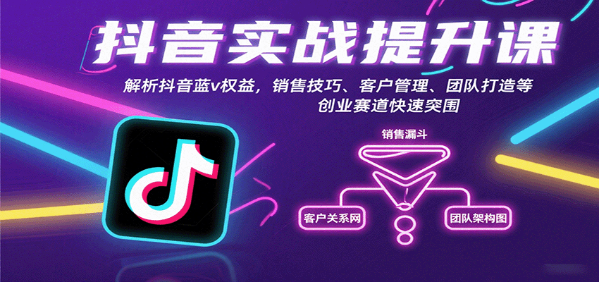 抖音实战提升课：解析抖音蓝v权益，销售技巧、客户管理、团队打造等创业赛道快速突围-资源教程须哥