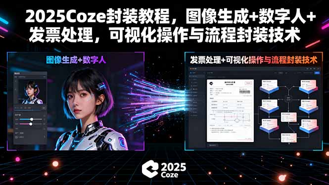 2025Coze封装教程，图像生成+数字人+发票处理，可视化操作与流程封装技术-资源教程须哥