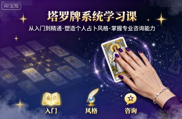 塔罗牌系统学习课，助你从入门到精通，塑造个人占卜风格，掌握专业咨询能力-资源教程须哥
