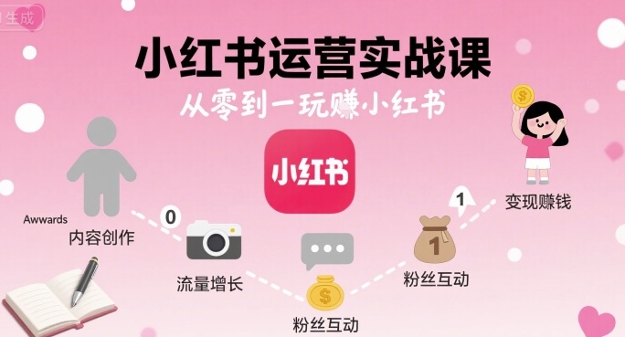 小红书运营实战课，从零到一玩賺小红书-资源教程须哥