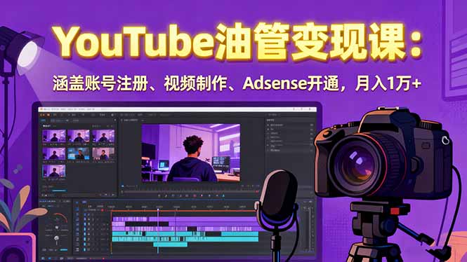 2025YouTube油管变现课：涵盖账号注册、视频制作、Adsense开通，月入1万+-资源教程须哥