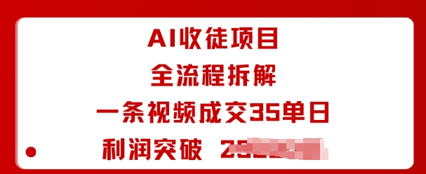 AI收徒项目全流程拆解一条视频成交35单日利润突破1k+-资源教程须哥