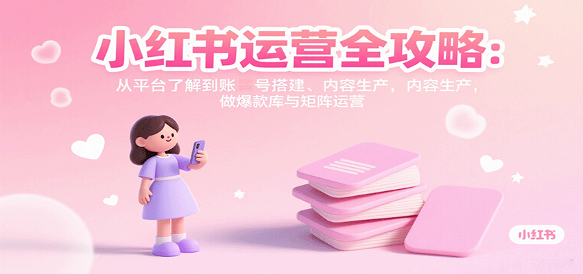 小红书运营全攻略：从平台了解到账号搭建、内容生产，做爆款库与矩阵运营-资源教程须哥
