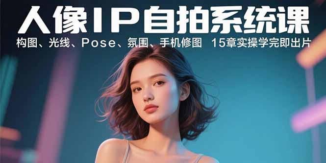 人像IP自拍系统课：构图、光线、Pose、氛围、手机修图 15章实操学完即出片-资源教程须哥