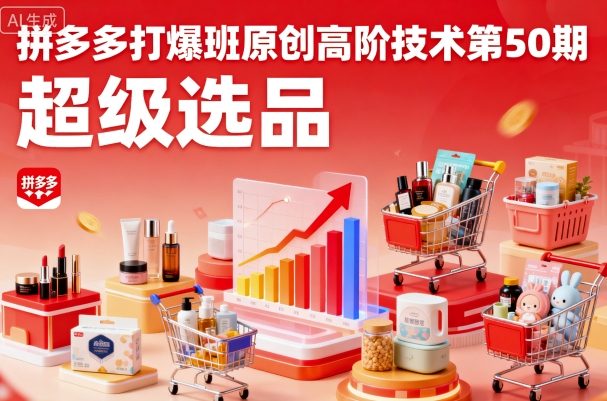 拼多多打爆班原创高阶技术第50期，超级选品-资源教程须哥