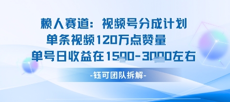 视频号分成计划新赛道玩法，单条收益突破了120W，综合收益在3k上下-资源教程须哥