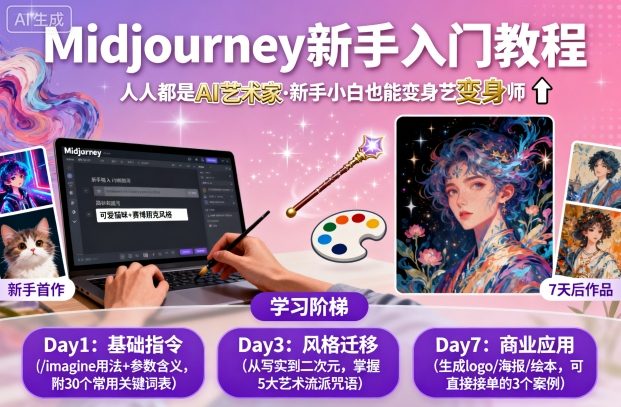 midjourney新手入门教程：人人都是AI艺术家，新手小白也能变身艺术大师-资源教程须哥