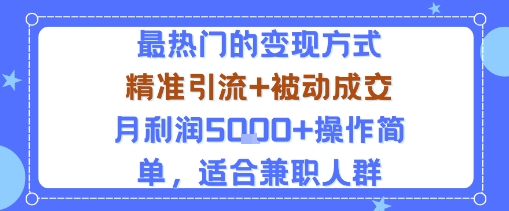 小众赛道玩法：当下最热门的变现方式，精准引流+被动成交月利润5k+操作简单，适合兼职人群-资源教程须哥