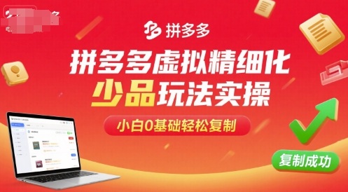 拼多多虚拟精细化少品玩法实操，小白0基础轻松复制-资源教程须哥