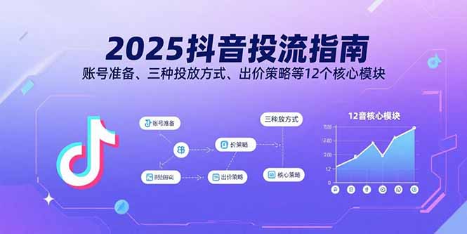 2025抖音投流指南，账号准备、三种投放方式、出价策略等12个核心模块-资源教程须哥